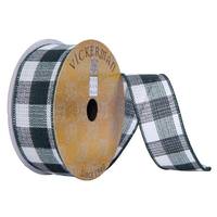 Vickerman 2.5"x30' Dark Green/White Plaid Ribbon
