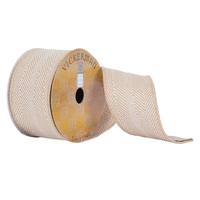 Vickerman 2.5"x30' Tan/White Herringbone Ribbon