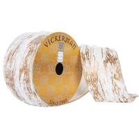 View 2.5"x30' Ivory Faux Fur Gold Encrusted Ribbon