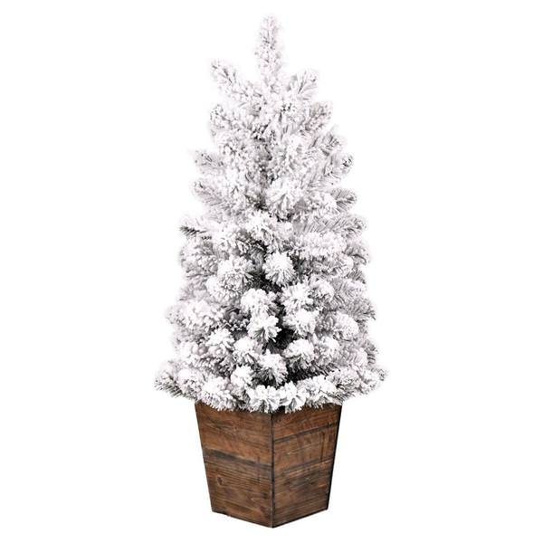 3' x 18" Artificial Flocked Gifford Pine Unlit Christmas Tree
