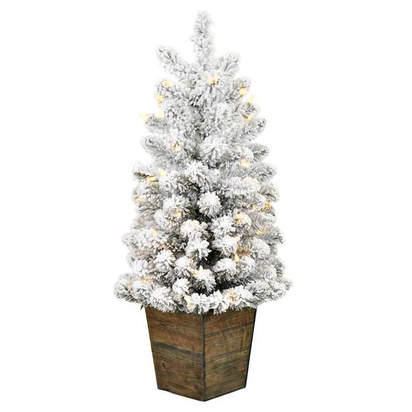 3' x 18" Artificial Flocked Gifford Pine 50 Warm White Lights Christmas Tree
