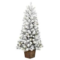 Vickerman 4' x 22" Flocked Gifford Pine 100 Warm White Lights Artificial Christmas Tree