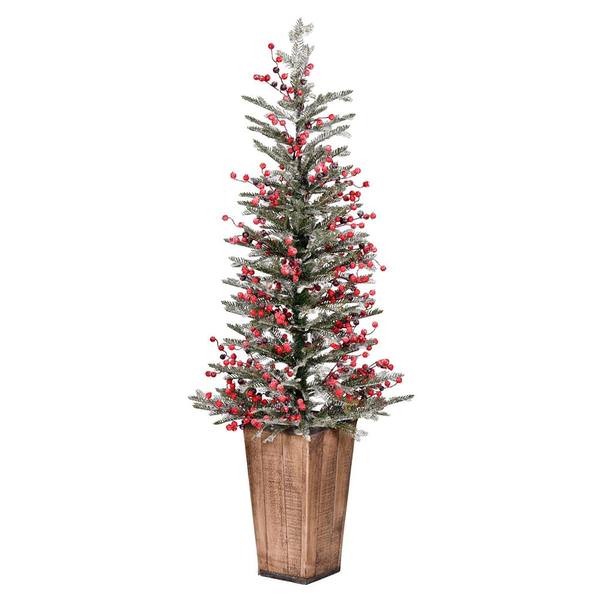 4.5'x20" Frosted Berry Potted Unlit Artificial Christmas Tree