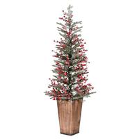 Vickerman 4.5'x20" Frosted Berry Potted Unlit Artificial Christmas Tree