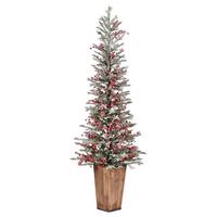 Vickerman 5.5' x 24" Artificial Frosted Berry Pine Unlit Christmas Tree