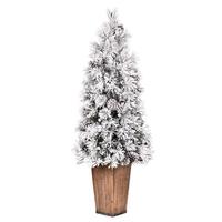 Vickerman 4.5'x20" Flocked Kimball Potted Unlit Artificial Christmas Tree
