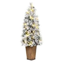 Vickerman 4.5'x20" Flocked Kimball Potted 40 Warm White Lights Artificial Christmas Tree
