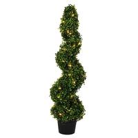 Vickerman 3' Artificial Boxwood Spiral on Black Planters Pot