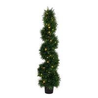 Vickerman 4' Artificial Cedar Spiral on Black Planters Pot