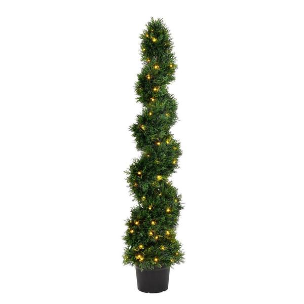 5' Artificial Cedar Spiral on Black Planters Pot