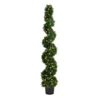 Vickerman 6' Artificial Cedar Spiral on Black Planters Pot