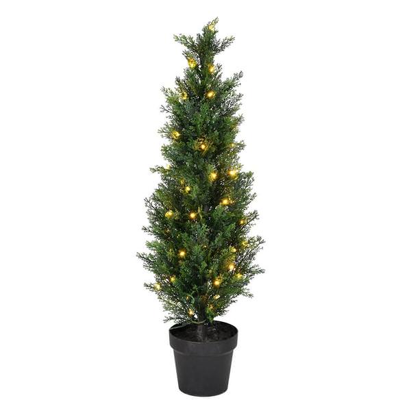 3' Artificial Green Cedar Tree in Black Plastic Pot