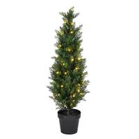Vickerman 3' Artificial Green Cedar Tree in Black Plastic Pot