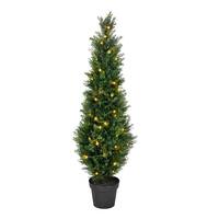 Vickerman 4' Artificial Green Cedar Tree in Black Plastic Pot