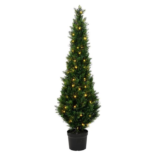5' Artificial Green Cedar Tree in Black Plastic Pot