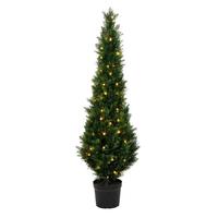 Vickerman 5' Artificial Green Cedar Tree in Black Plastic Pot