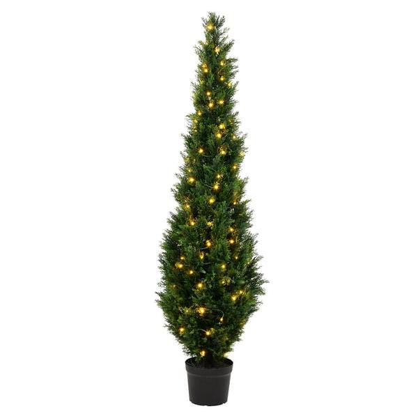 6' Artificial Green Cedar Tree in Black Plastic Pot