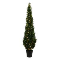 Vickerman 7' Artificial Green Cedar Tree in Black Plastic Pot