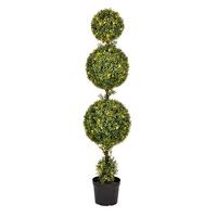 Vickerman 5' Artificial Boxwood Triple Ball in Black Planters Pot