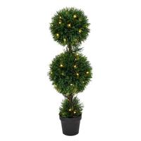 Vickerman 3' Artificial Cedar Double Ball in Black Planters Pot