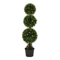 Vickerman 4' Artificial Cedar Triple Ball in Black Planters Pot