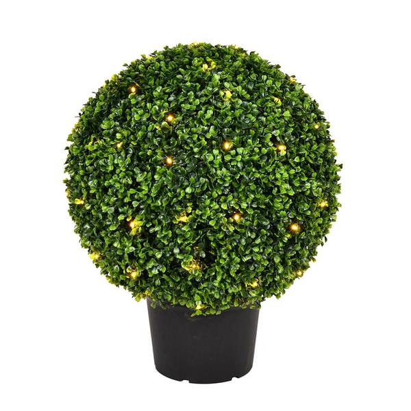 20" Artificial Boxwood Ball in Black Planters Pot