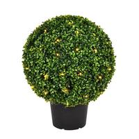 Vickerman 20" Artificial Boxwood Ball in Black Planters Pot
