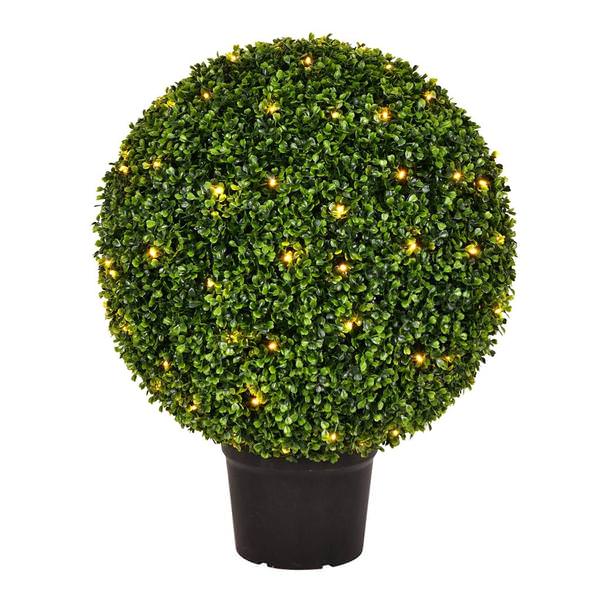 24" Artificial Boxwood Ball in Black Planters Pot