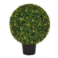 Vickerman 24" Artificial Boxwood Ball in Black Planters Pot