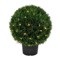 Vickerman 20" Artificial Cedar Ball in Black Planters Pot