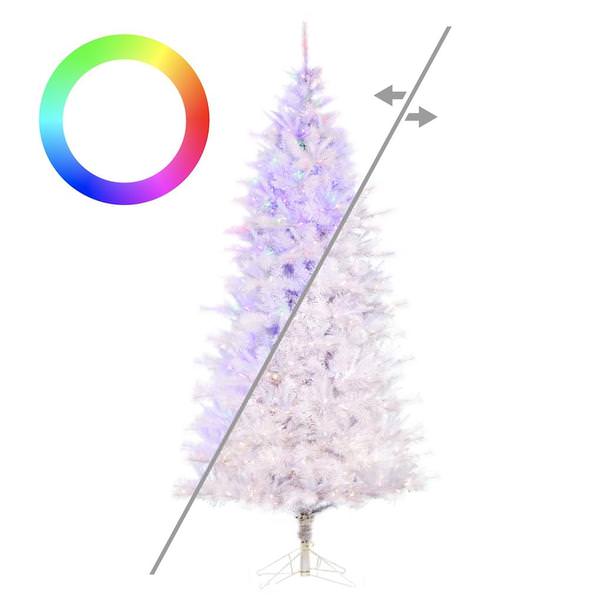7.5' x 46" White Cashmere Pine Color Changing Artificial Christmas Tree