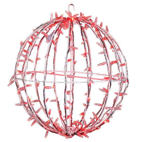 180 Light 20" Transparent Cable White Powder Coated Frame Red Jumbo LED Sphere