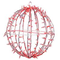 Vickerman 180 Light 20" Transparent Cable White Powder Coated Frame Red Jumbo LED Sphere