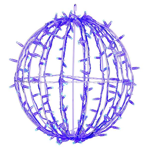 180 Light 20" Transparent Cable White Powder Coated Frame Blue Jumbo LED Sphere