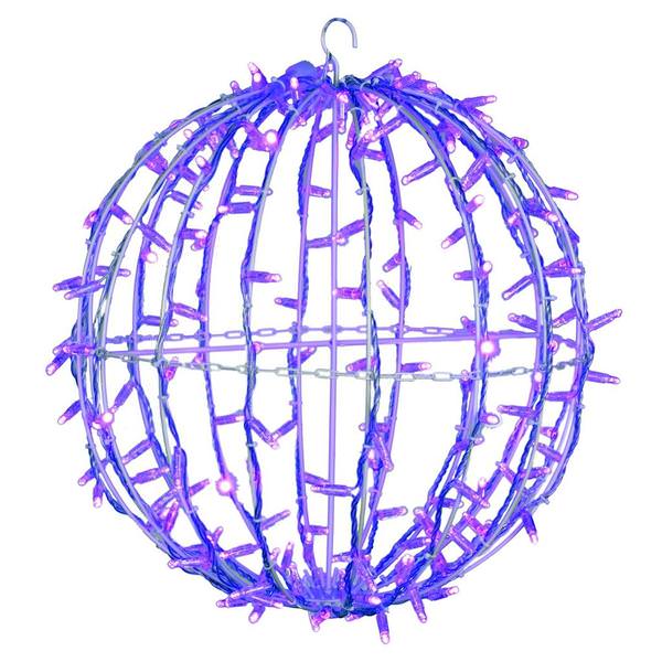 180 Light 20" Transparent Cable White Powder Coated Frame Purple Jumbo LED Sphere
