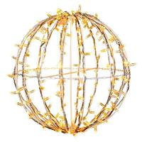 Vickerman 180 Light 20" Transparent Wire White Powder Coated Frame Yellow Jumbo LED Sphere