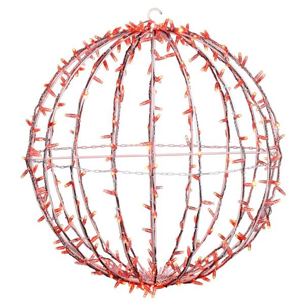180 Light 20" Transparent Cable White Powder Coated Frame Orange Jumbo LED Sphere