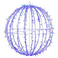 Vickerman 324 Light 30" Transparent Cable White Powder Coated Frame Blue Jumbo LED Sphere