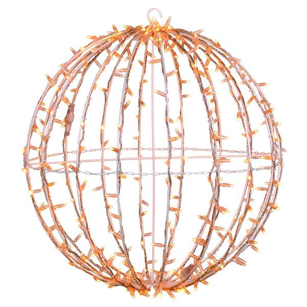 324 Light 30" Transparent Cable White Powder Coated Frame Yellow Jumbo LED Sphere