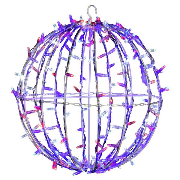 324 Light 30" Transparent Cable White Powder Coated Frame Red/White/Blue Jumbo LED Sphere