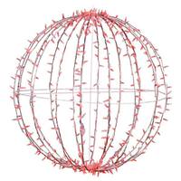 Vickerman 480 Light 40" Transparent Cable White Powder Coated Frame Red Jumbo LED Sphere