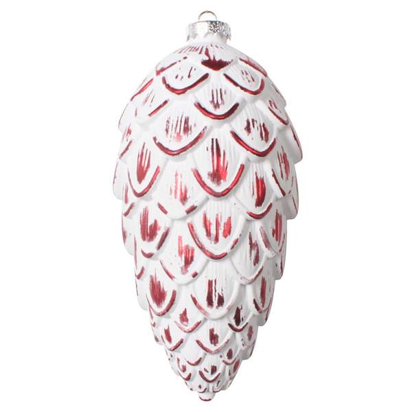 8" Red Brushed Pine Cone Christmas Ornament (2 Pack)