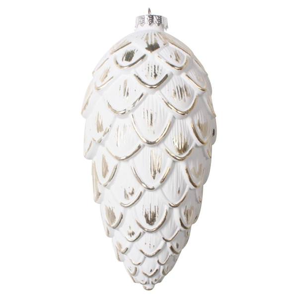 8" Champagne Brushed Pinecone Christmas Ornament (2 Pack)