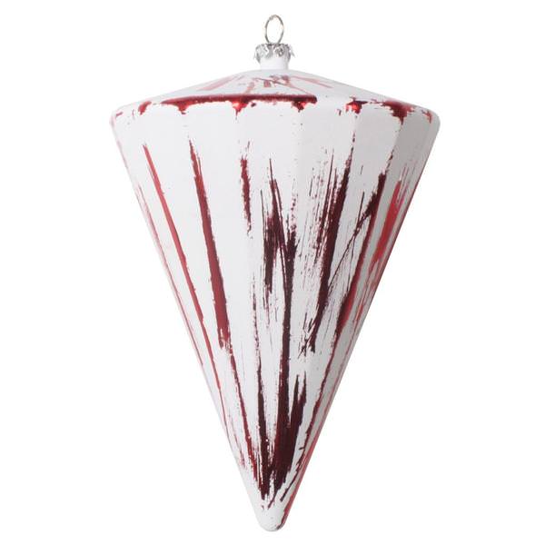 6" Red Brushed Cone Christmas Ornament (4 Pack)