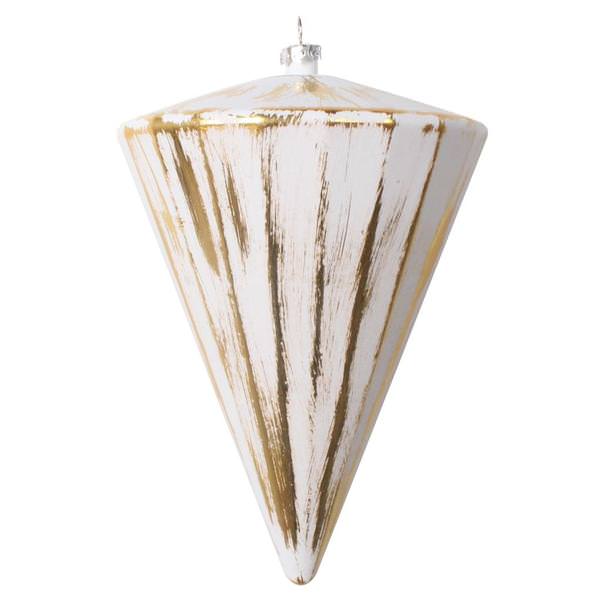 6" Gold Brushed Cone Christmas Ornament (4 pack)