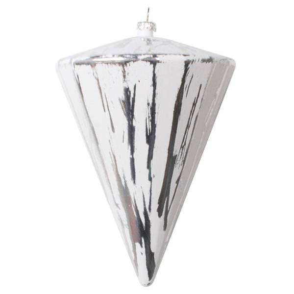 6" Silver Brushed Cone Christmas Ornament (4 Pack)