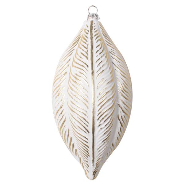 6" Gold Brushed Feather Drop Style Christmas Ornament (3 Pack)
