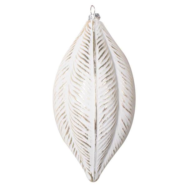 6" Champagne Brushed Feather Drop Style Christmas Ornament (3 Pack)