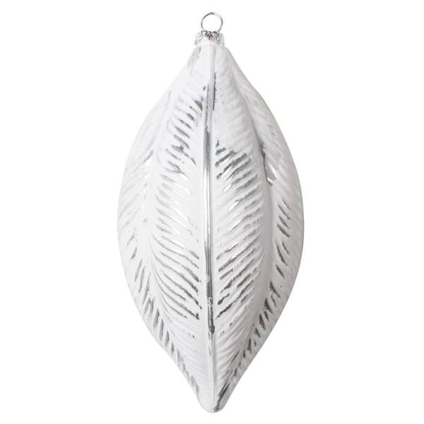 6" Silver Brushed Feather Drop Style Christmas Ornament (3 Pack)