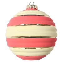 Vickerman 4" Coral Horizontal Stripe Ball Christmas Ornament (4 pack)